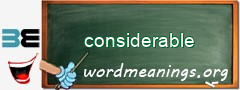 WordMeaning blackboard for considerable